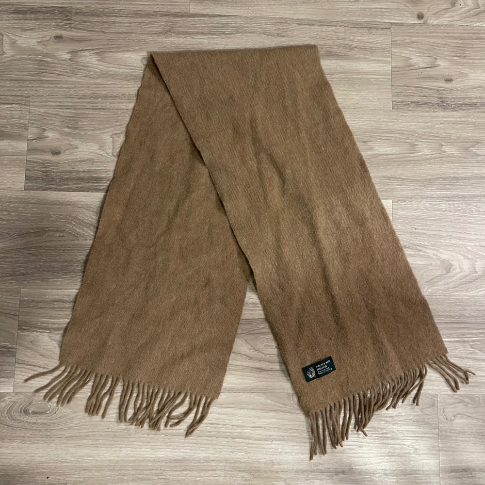 Pure Wool Brown Fringe Scarf Fall Chic Casual Holiday Business